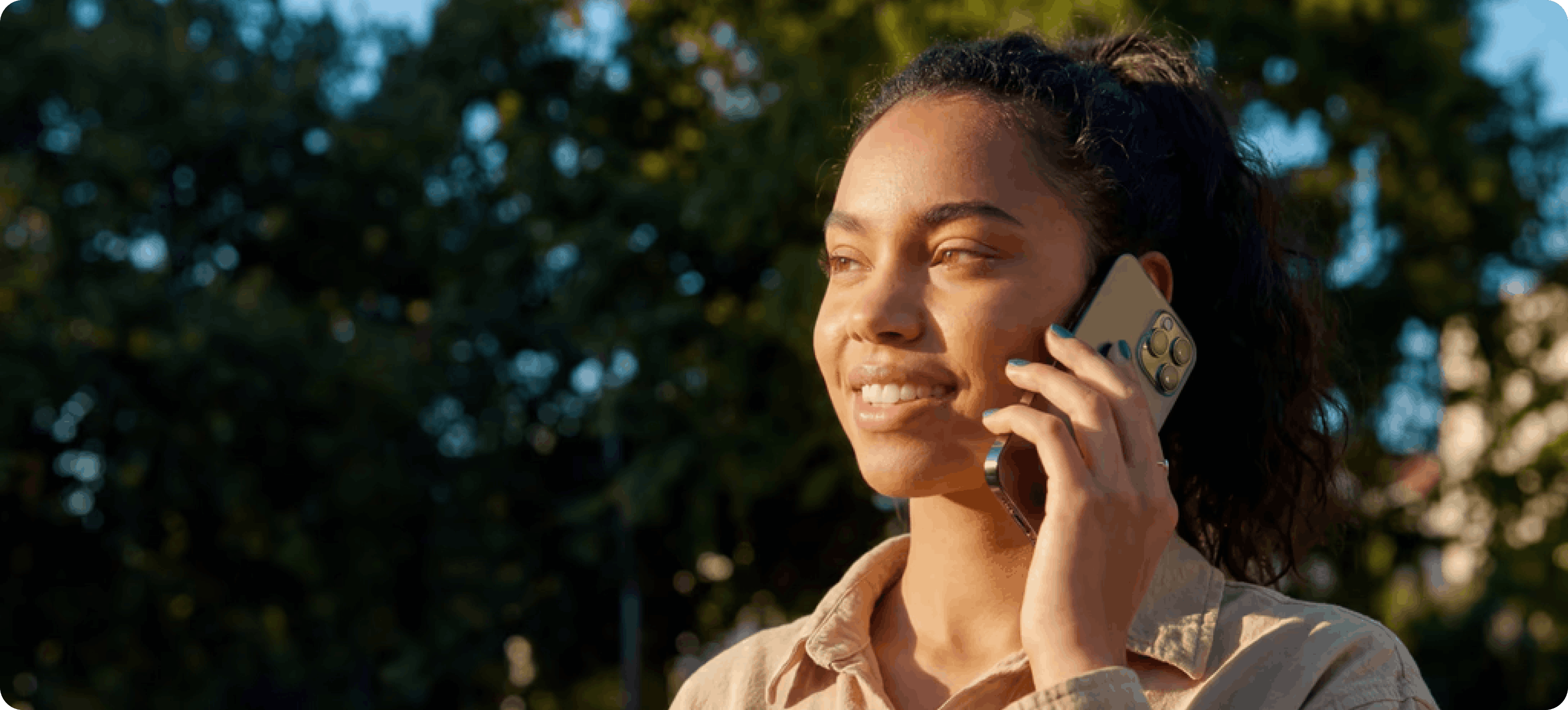Customer on phone receiving a fast voice-agent response
