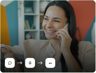 Person mid-conversation on phone with a voice agent